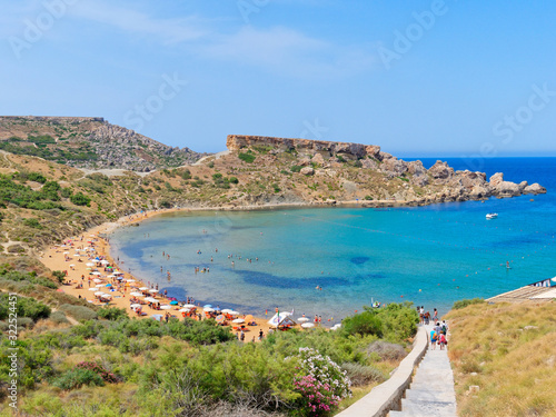 Panorama of Riviera Beach (Ghajn Tuffieha). Malta.