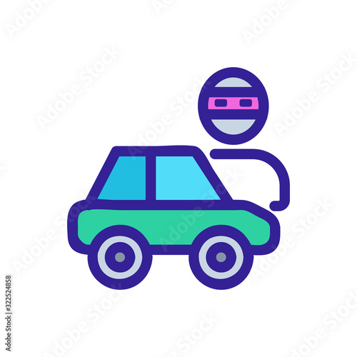 Thief car icon vector. Thin line sign. Isolated contour symbol illustration