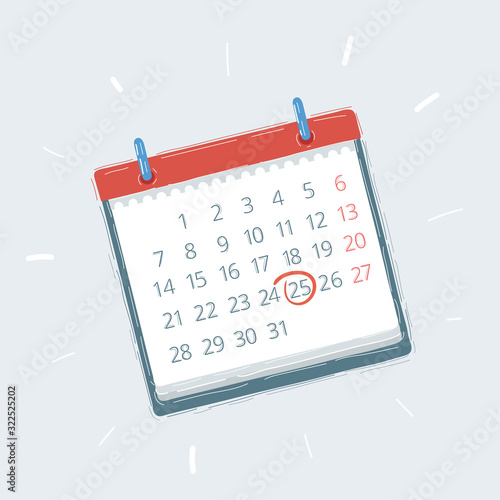 A Blank calendar isolated on white background,