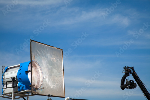 Vászonkép Image of a jib camera or camera crane with sky background