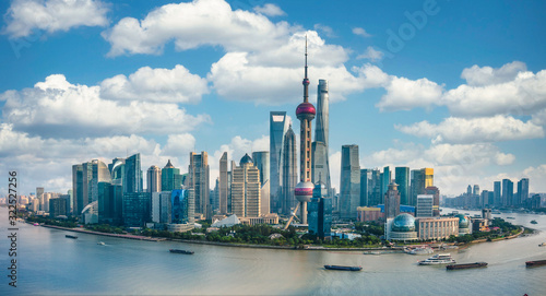 Canvas Print Panorama of the skyline of Shanghai urban