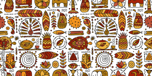 Sri Lanka art travel, tribal seamless pattern for your design