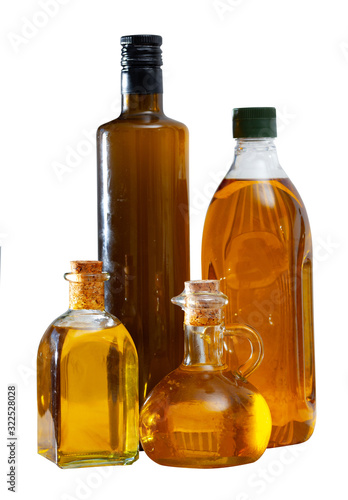 Various kinds of olive oil on the table