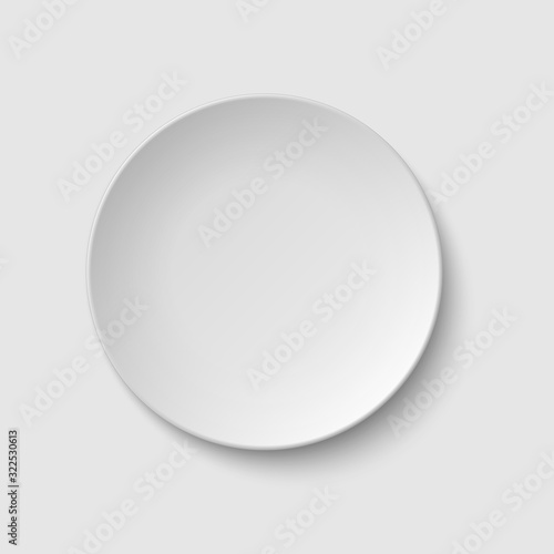 White empty plate. Mockup isolated on white background.