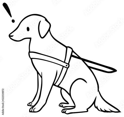 盲導犬のイラスト_驚いた顔