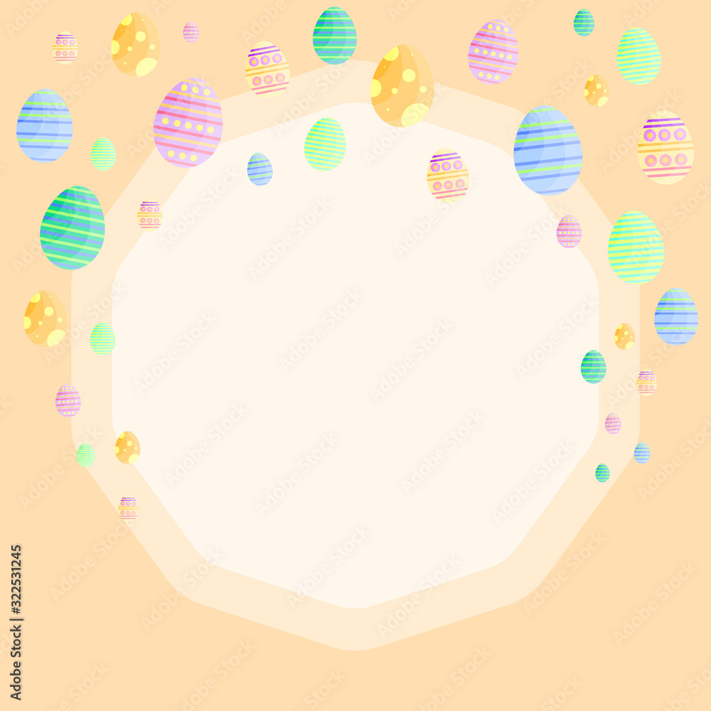 This is flat happy Easter Day background. Cute card with Easter eggs and leaves on yellow background. This is flat happy Easter Day background. Cute card with Easter eggs and leaves on yellow background.