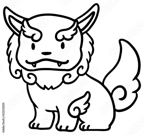 シンプルなシーサーのイラスト(アウトライン)