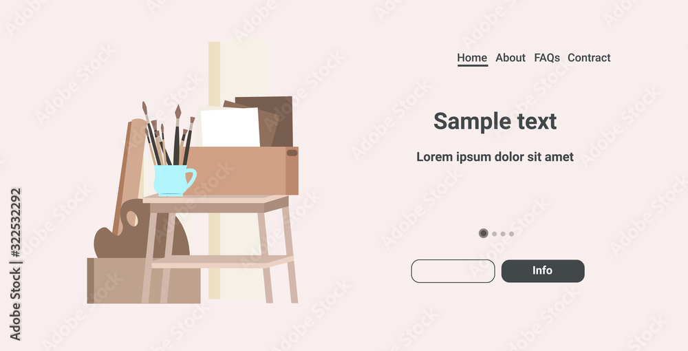 easel canvas brushes creative workshop professional art studio horizontal copy space vector illustration easel canvas brushes creative workshop professional art studio horizontal copy space vector illustration