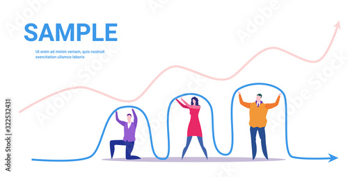 businesspeople team holding economic arrow falling down financial crisis bankrupt investment risk concept business people with graph indicating regression full length horizontal vector illustration