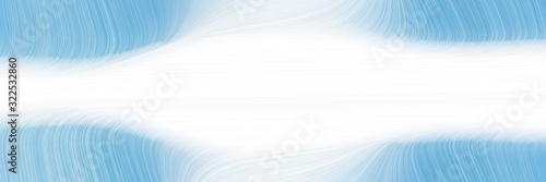 moving horizontal banner with white smoke, sky blue and corn flower blue colors. dynamic curved lines with fluid flowing waves and curves