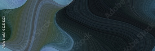 moving designed horizontal header with very dark blue, slate gray and dark slate gray colors. dynamic curved lines with fluid flowing waves and curves
