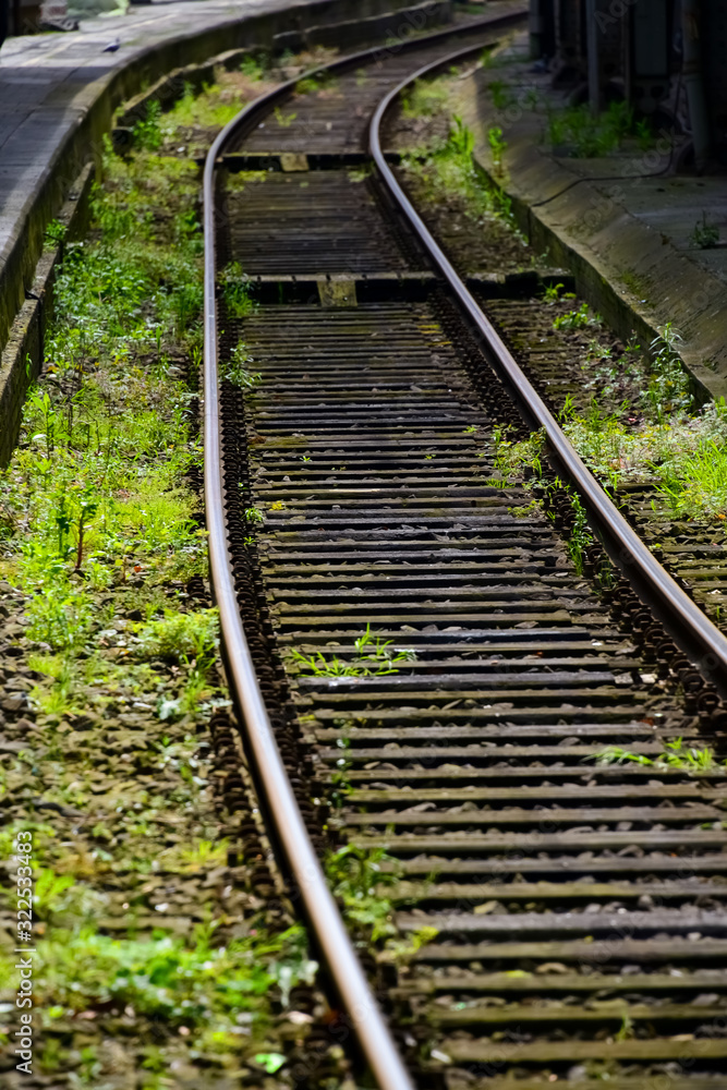 Eisenbahn Gleise Bahnsteig Bahnhof Holzschwellen Rost wachsenSchienen überwuchert Schwellen Stahl verrottet Natur Unkraut Strecke erneuern Eisenbahn Gleise Bahnsteig Bahnhof Holzschwellen Rost wachsenSchienen überwuchert Schwellen Stahl verrottet Natur Unkraut Strecke erneuern