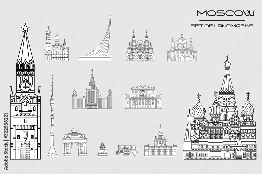 Moscow skyline line art 10