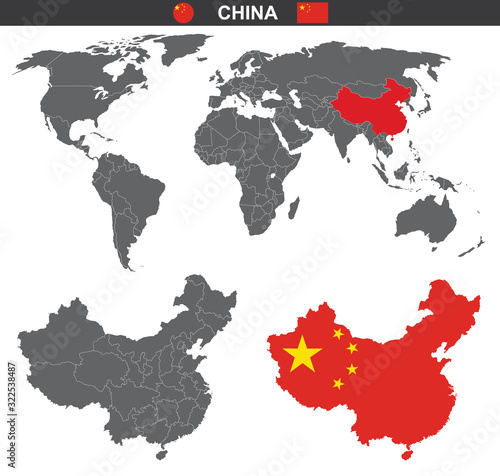 vector political map of China on white background