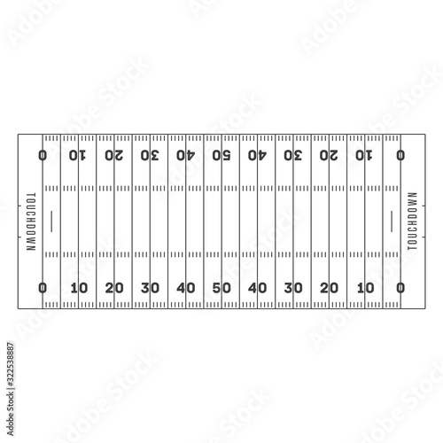 American Football Field background. Top view of football field. The standard layout of the playing area. Vector illustration EPS 10.
