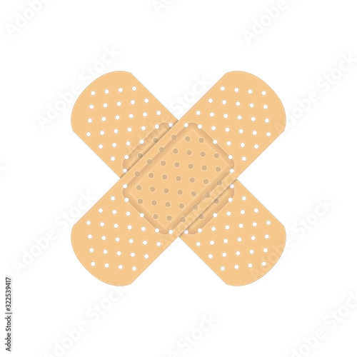 Medical adhesive tape plasters. Elastic medical bandage in realistic style. Crossed Plasters. First aid, medicine concepts. Vector illustration EPS 10.