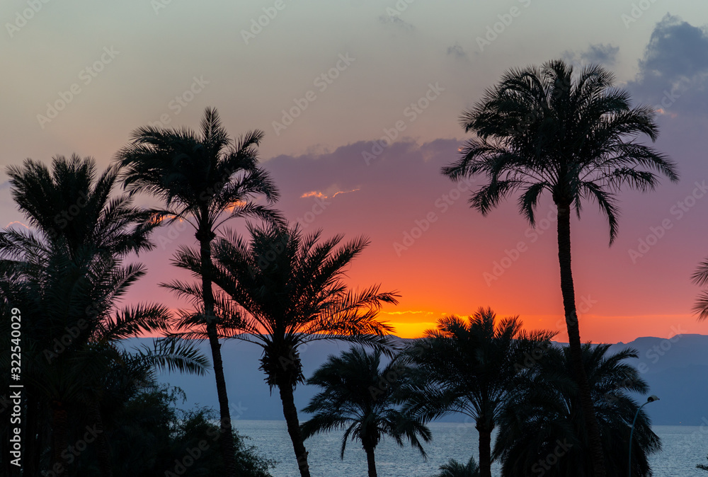Sunset in Aqaba city. Aqaba city, Jordan