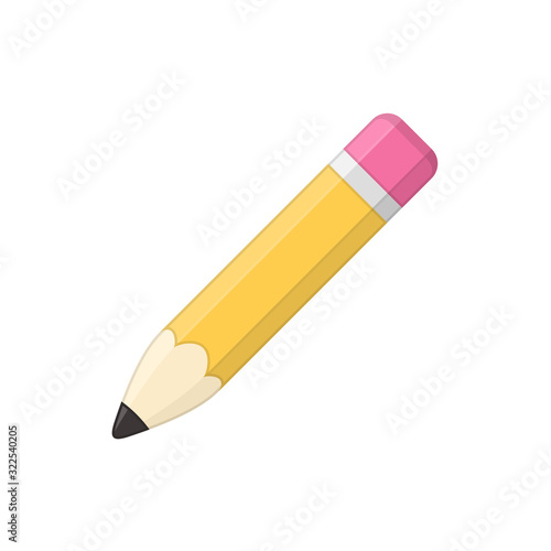 Orange thick pencil in flat style. Cartoon Pencil for drawing isolated on white background. Vector illustration EPS 10.