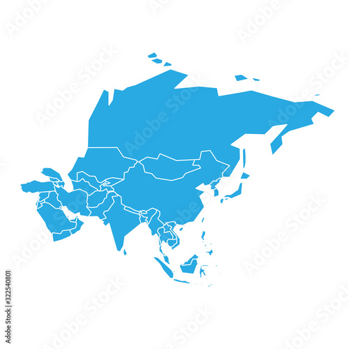 Very simplified vector infographical political map of Asia