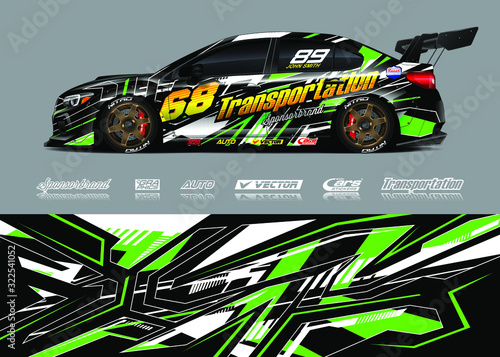 Truck wrap design vector kit. Modern sport graphics. Abstract stripe racing and grunge background for wrap all vehicle, race car, rally, adventure vehicle and car livery.