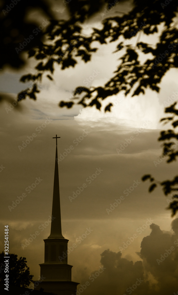 steeple in the clouds