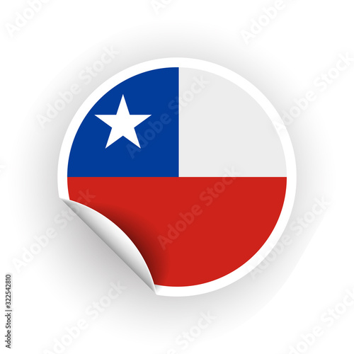 Free Download Sticker of Chile flag with peel off corner isolated on white background. Paper banner or circle curl label sticker with flip edge. Vector color post note for advertising design. - GFXLoad
