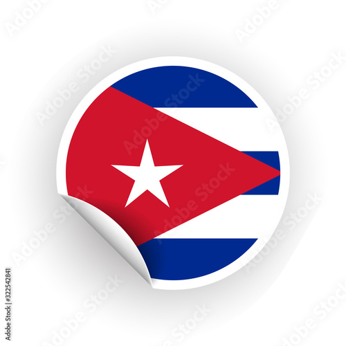 Free Download Sticker of Cuba flag with peel off corner isolated on white background. Paper banner or circle curl label sticker with flip edge. Vector color post note for advertising design. - GFXLoad