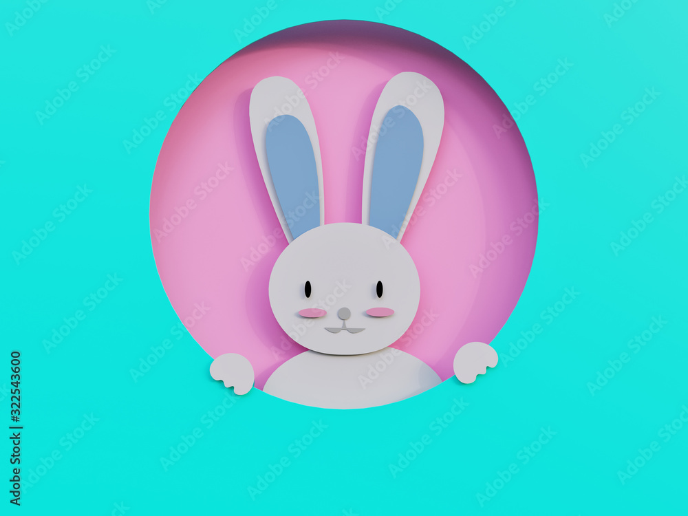 Fototapeta premium Easter Bunny minimalism Art paper cut