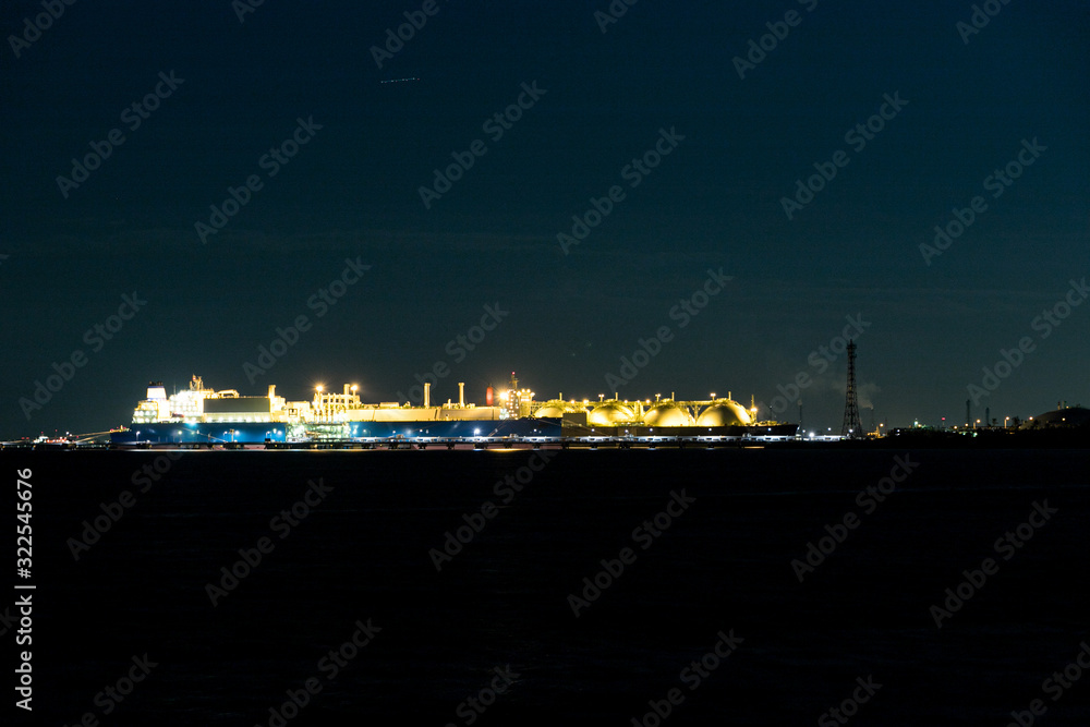 Obraz premium 袖ケ浦海浜公園からの夜景 千葉県袖ケ浦市 日本