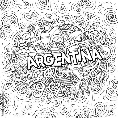 Argentina hand drawn cartoon doodles illustration. Funny design.