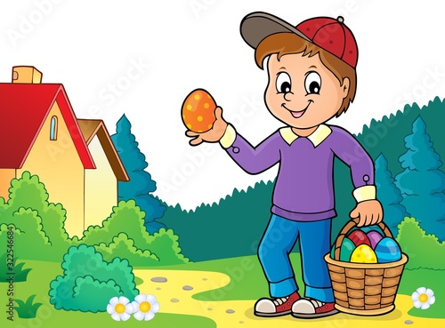 Boy with Easter eggs theme image 3