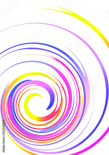 Abstract drawing of stains of multicolor paints are spilling spirally isolated on white background vector