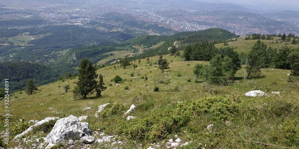 View from the mountain to the valley
