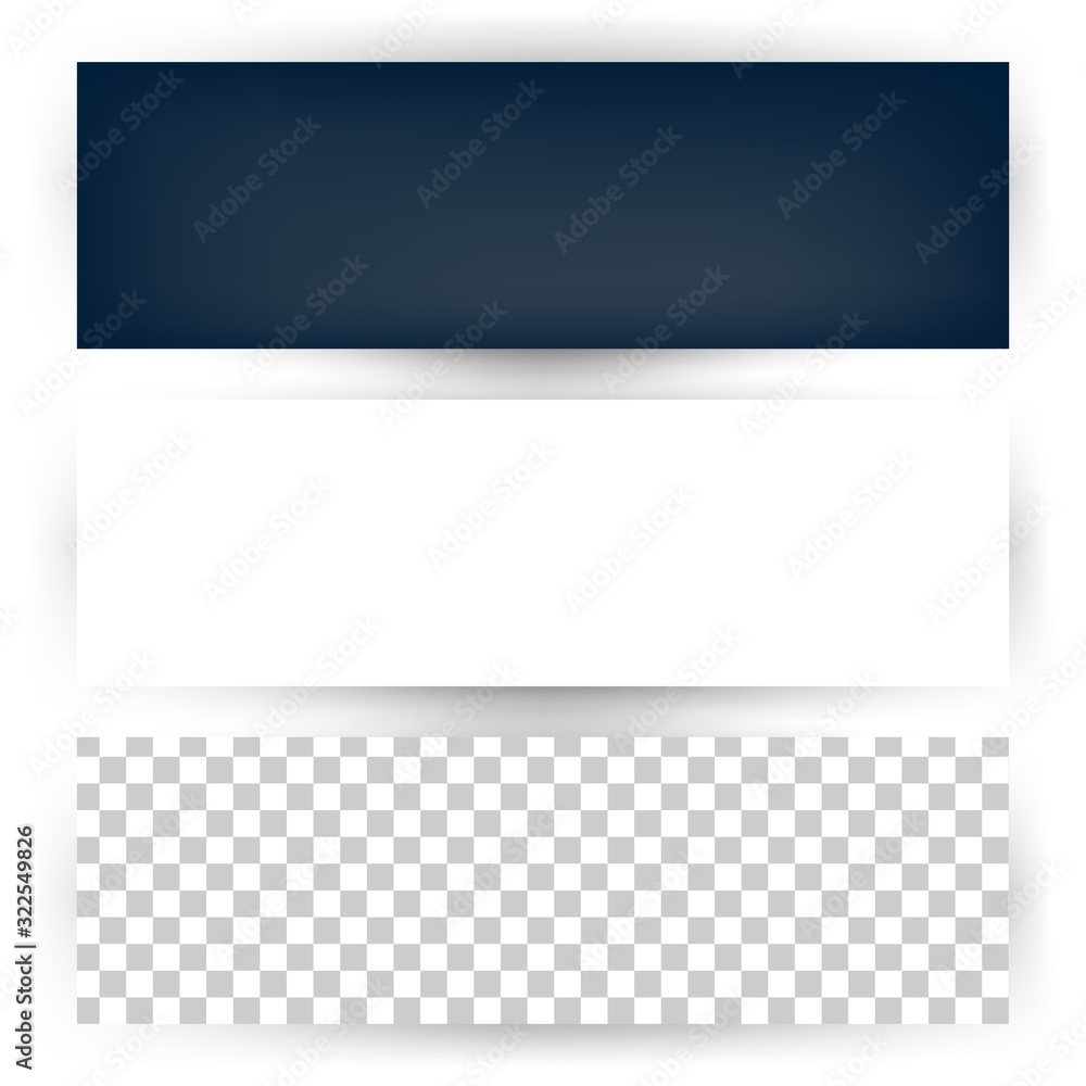 Empty horizontal banner set with shadow template