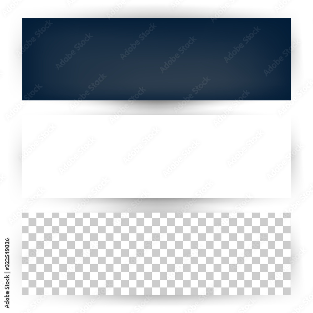 Fototapeta premium Empty horizontal banner set with shadow template