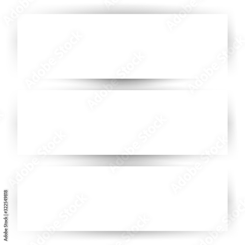 Empty horizontal banner set with shadow template. MOckup with white background
