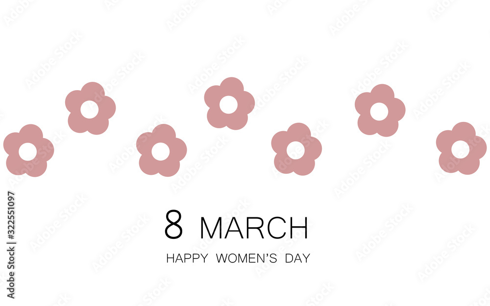 8 march card with pink beautiful flowers vector illustration