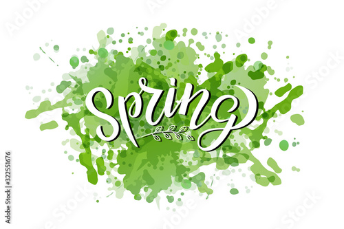 Illustration of Spring text for greeting card, invitation, flyer, poster.