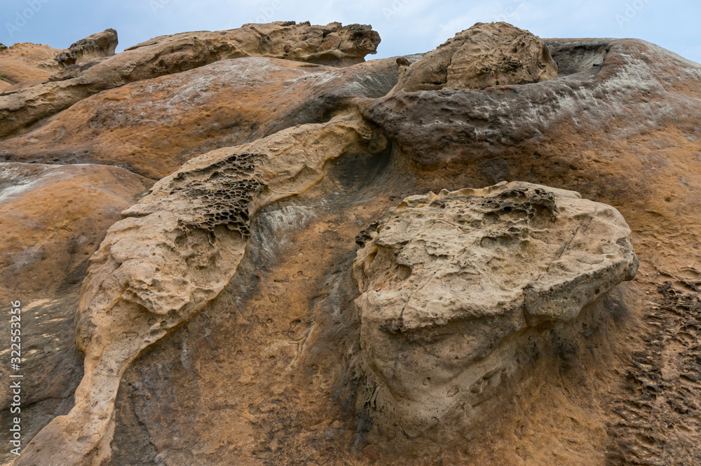 Unique geological formations at Yehliu Geopark in Taiwan