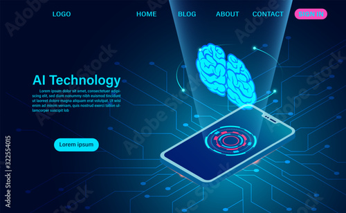 artificial intelligence technology concept. data and engineering concept. Isometric