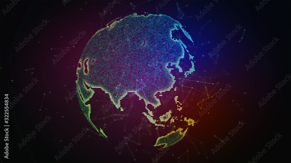 Naklejka premium World map globe point concept. Around Earth globe global network connection. 3d illustration.