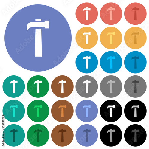 Old hammer round flat multi colored icons