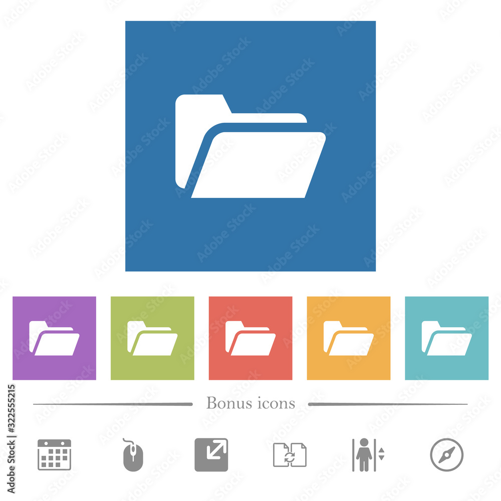 Folder open flat white icons in square backgrounds Folder open flat white icons in square backgrounds