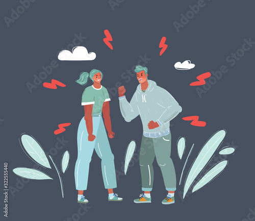 Couple having a heated argument on dark.