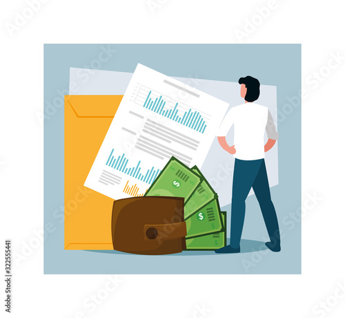 businessman in tax day with icons