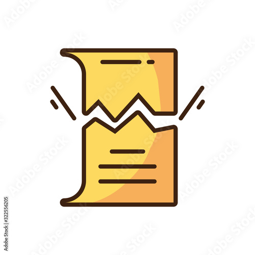 torn paper icon, colorful fill style