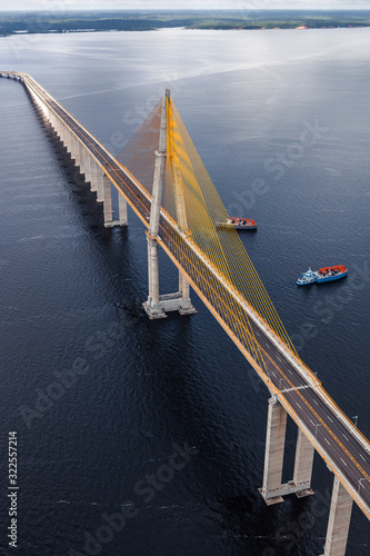 Cable-stayed bridge over the river in Manaus
