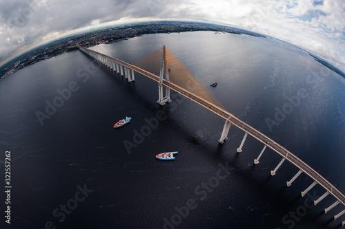 Cable-stayed bridge over the river in Manaus photo