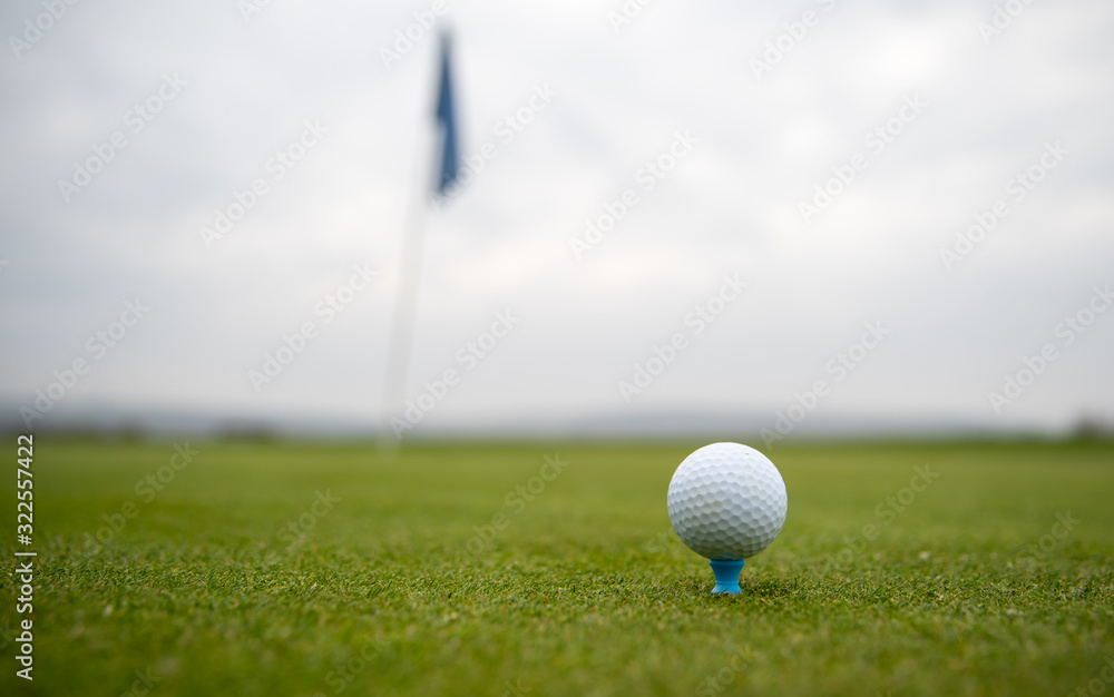 Obraz premium golf ball on the golf course before hitting the pit