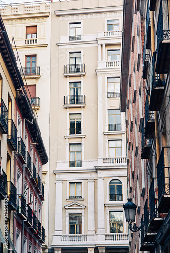 Typical classic buildings in downtown Madrid, Spain.